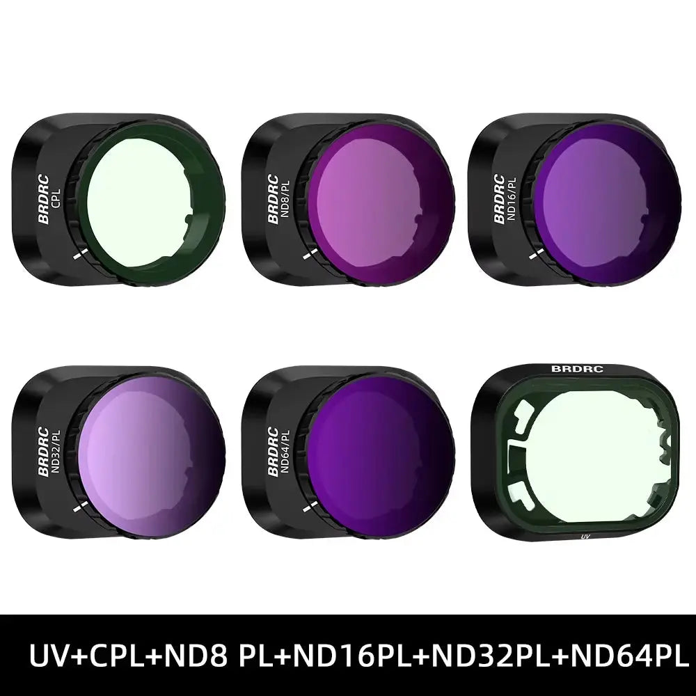 BRDRC Lens Filters for  Mini 4 Pro UV CPL ND8/ND16/ND32 ND64 Neutral Density/Nd PL Filter Set Drone Photography Accessory