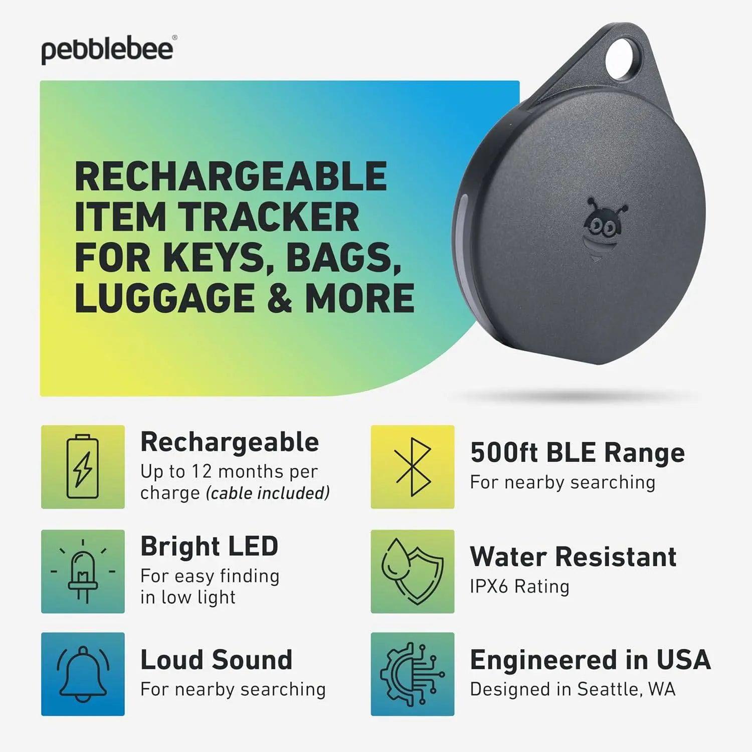 Pebblebee Universal Clip - Smart Tracker - Micflip